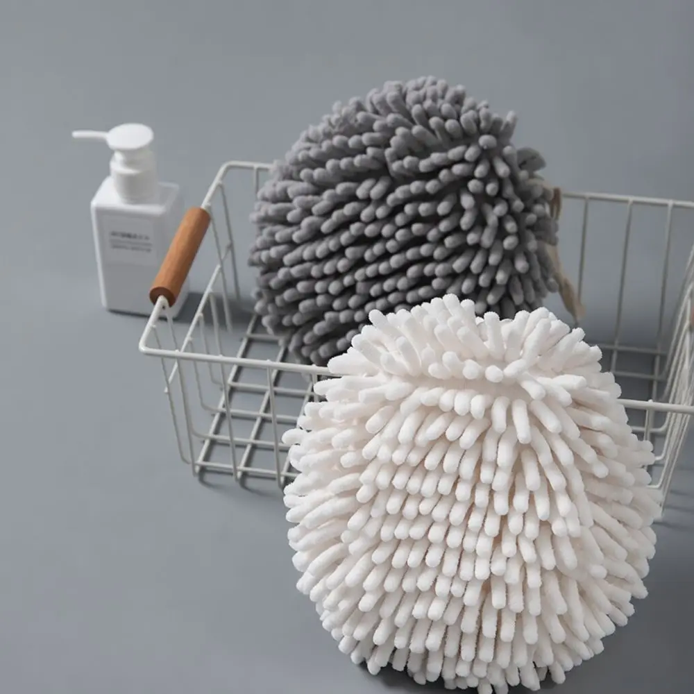 Super Absorbent Chenille Hand Towel Ball Hanging Quick Drying Cleaning Rag Kitchen Bathroom Washroom Household Supplies