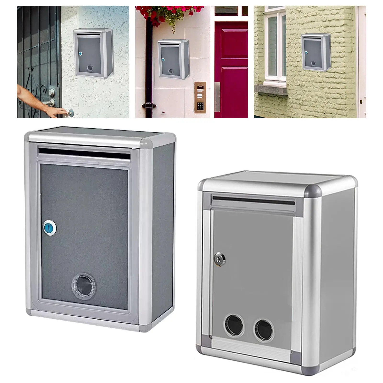 Locking Wall Mounted Mailbox Outside Waterproof Metal Post Box Durable Metal Collection Box Weatherproof Vertical Large Capacity
