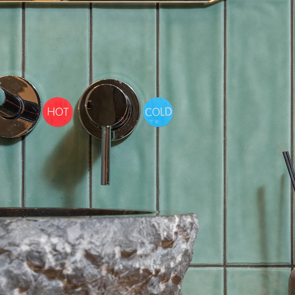 

20pcs Hot Cold Water Label Sticker Acrylic Self-Adhesive For Bathroom Sink Faucet Hotel Restaurant Kitchen Safety Sign