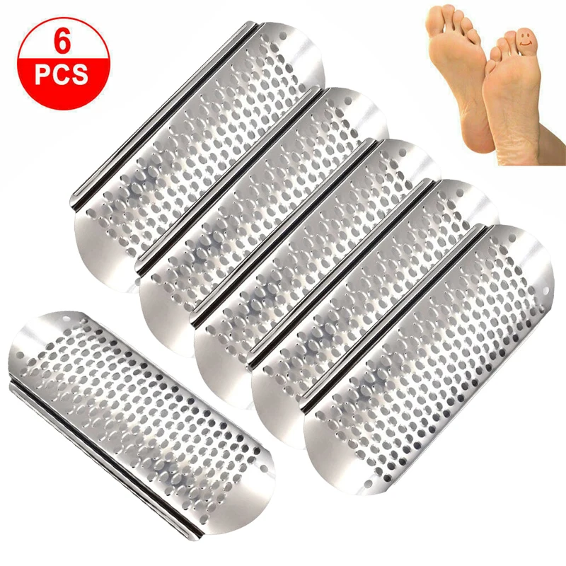 6pcs Foot File Callus Remover Foot Rasp Grater Scrubber Dead Skin Removal Pro Stainless Steel Home Foot Heel Care Pedicure Tools