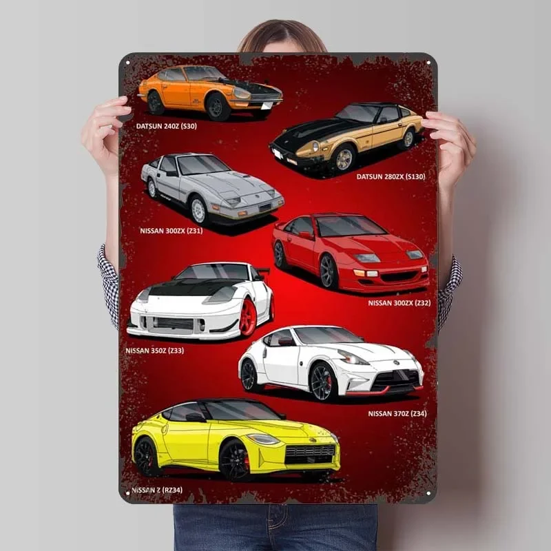 NISSAN Z Cars Family Metal Sign Cars Poster Bedroom Decoration Living Room Retro Tinplate Signs for Garage Wall Art Decoration