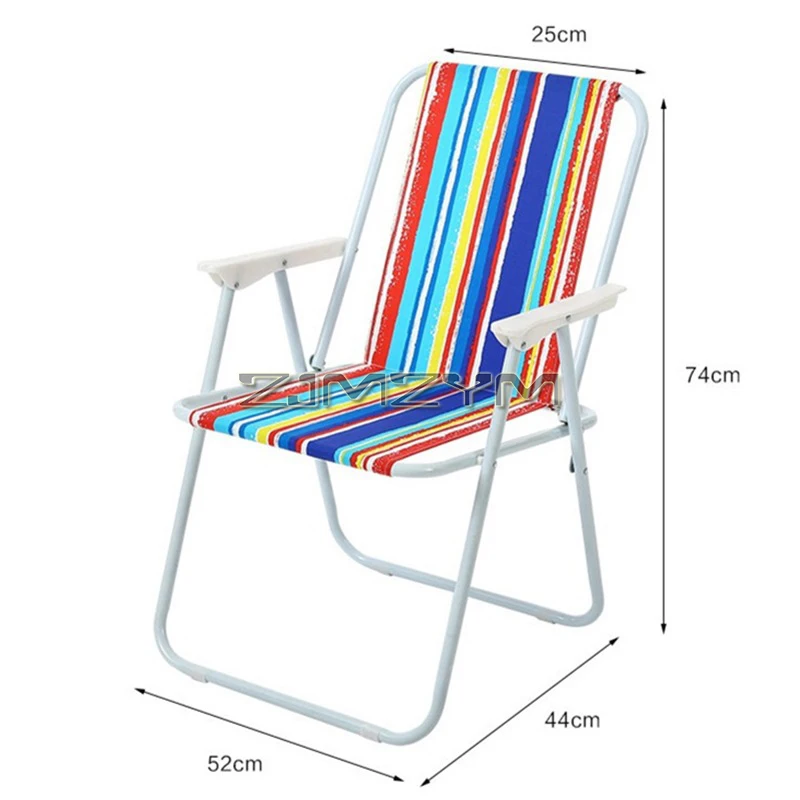 Folding Beach Chair High Back Outdoor Lawn Chair Portable Backpack Foldable Camping Chair with Hard Arms, Multi Stripe