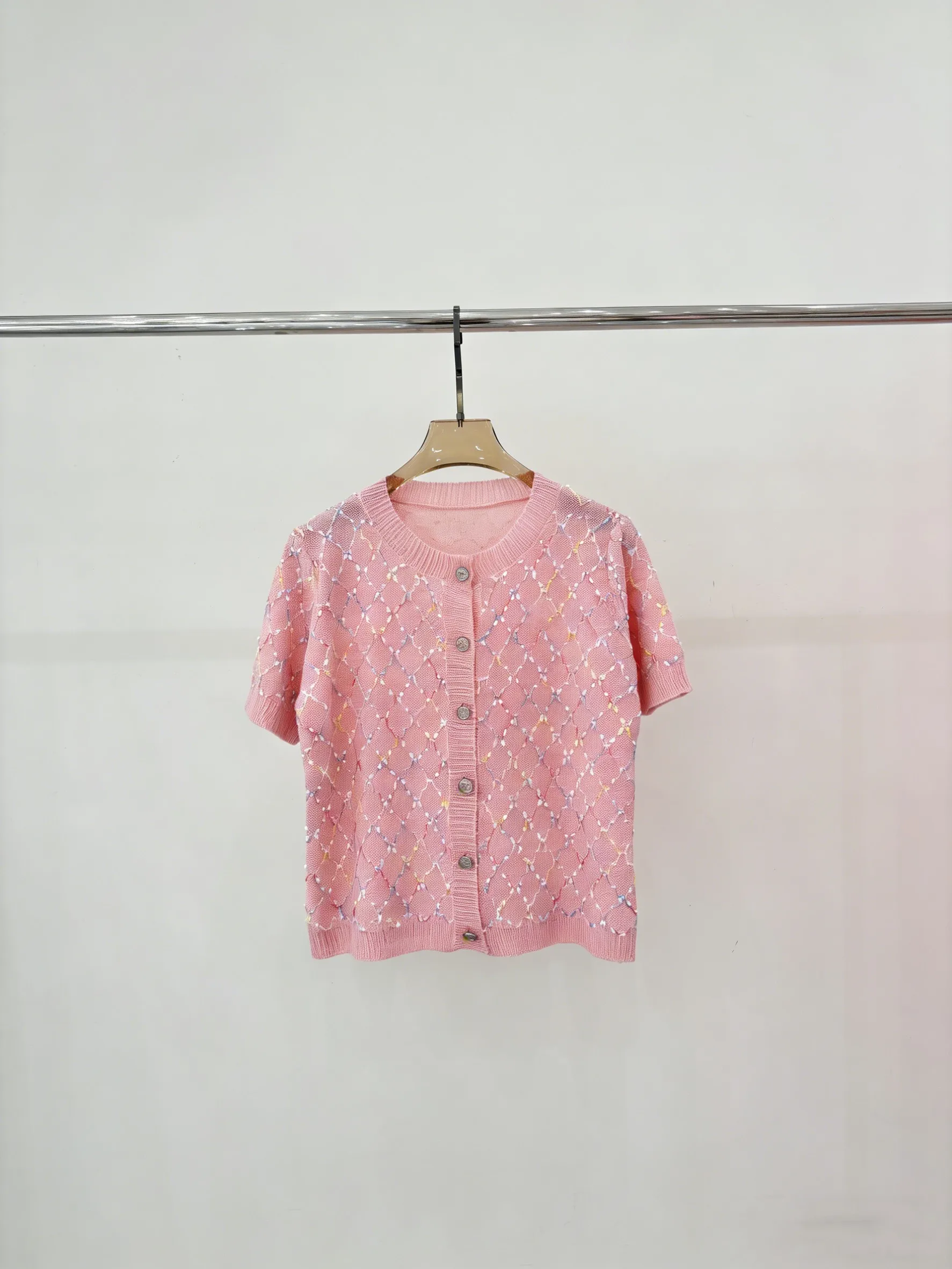 

High-Quality Fashionable Comfortable Pink Ladies Short Sleeve Knitted Top Quality Soft Stretchy Women's T-Shirt