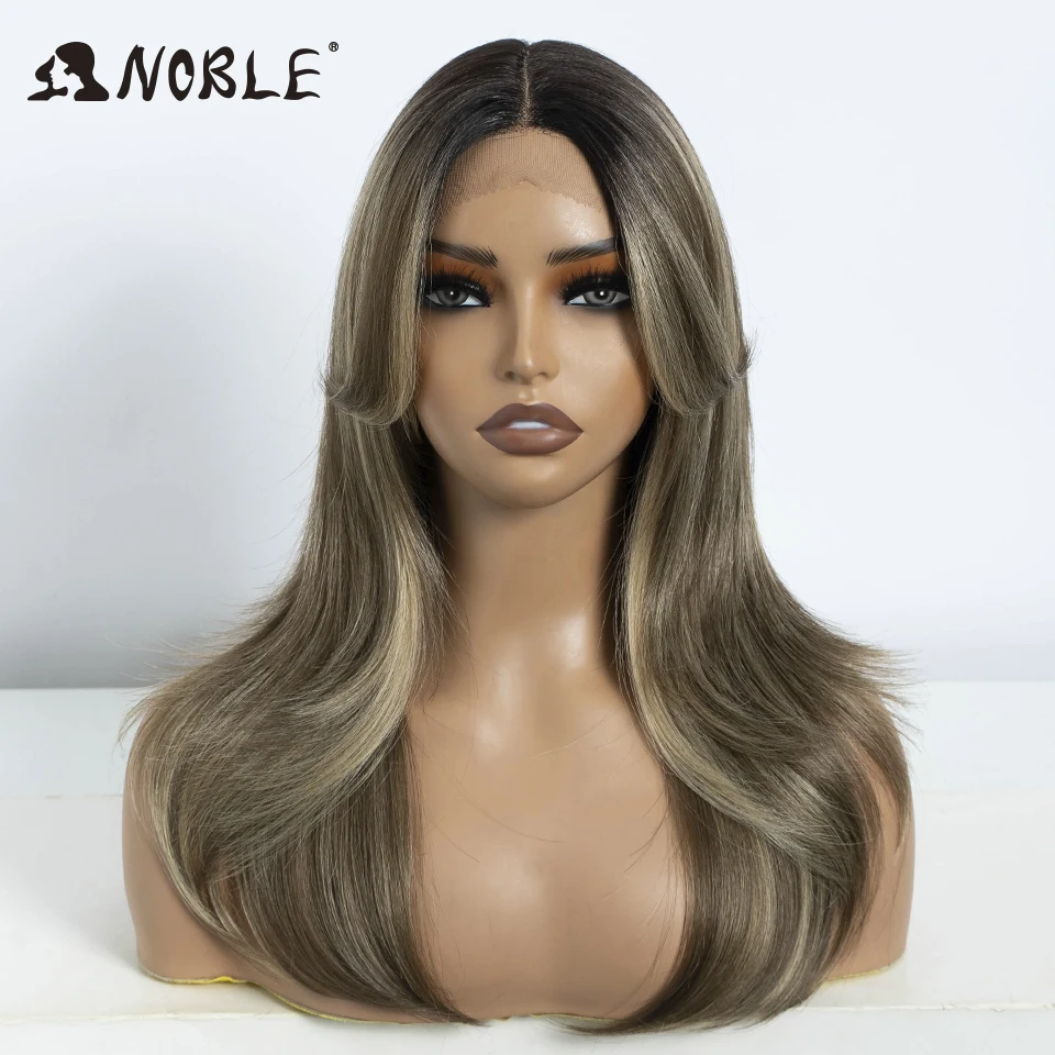 Noble Synthetic Lace Front Wig Long Straight Ombre lace Wig Cosplay part Wig Blonde Wigs For Women Lace Wig synthetic Lace Wig