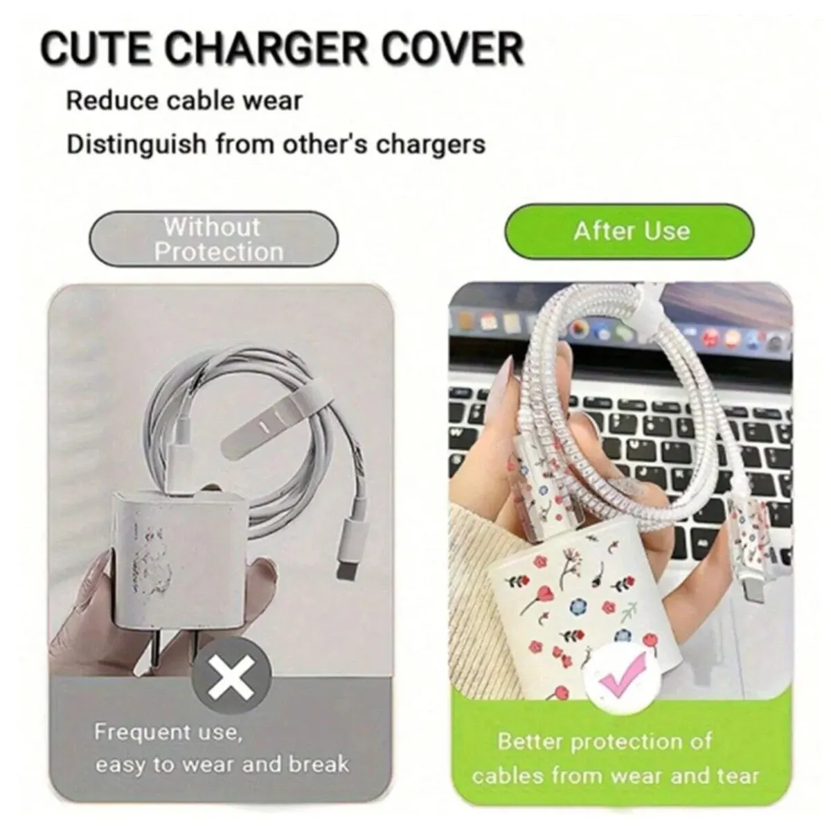 5pcs Flower Charging Data Cable Protector Winder Accessories For iPhone 18/20w Charger Protective Cover