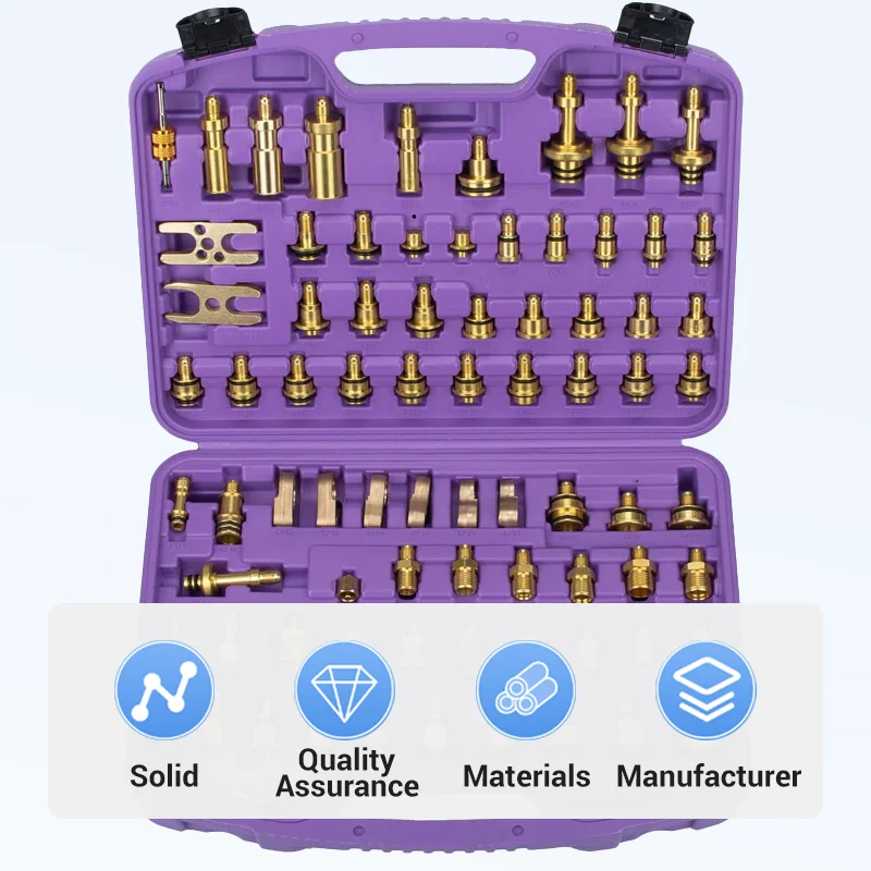 Auto Air Conditioning Repair Tools Set Durable Full-Copper Construction Complete Valve Core Service Kit Standard Automotive Port