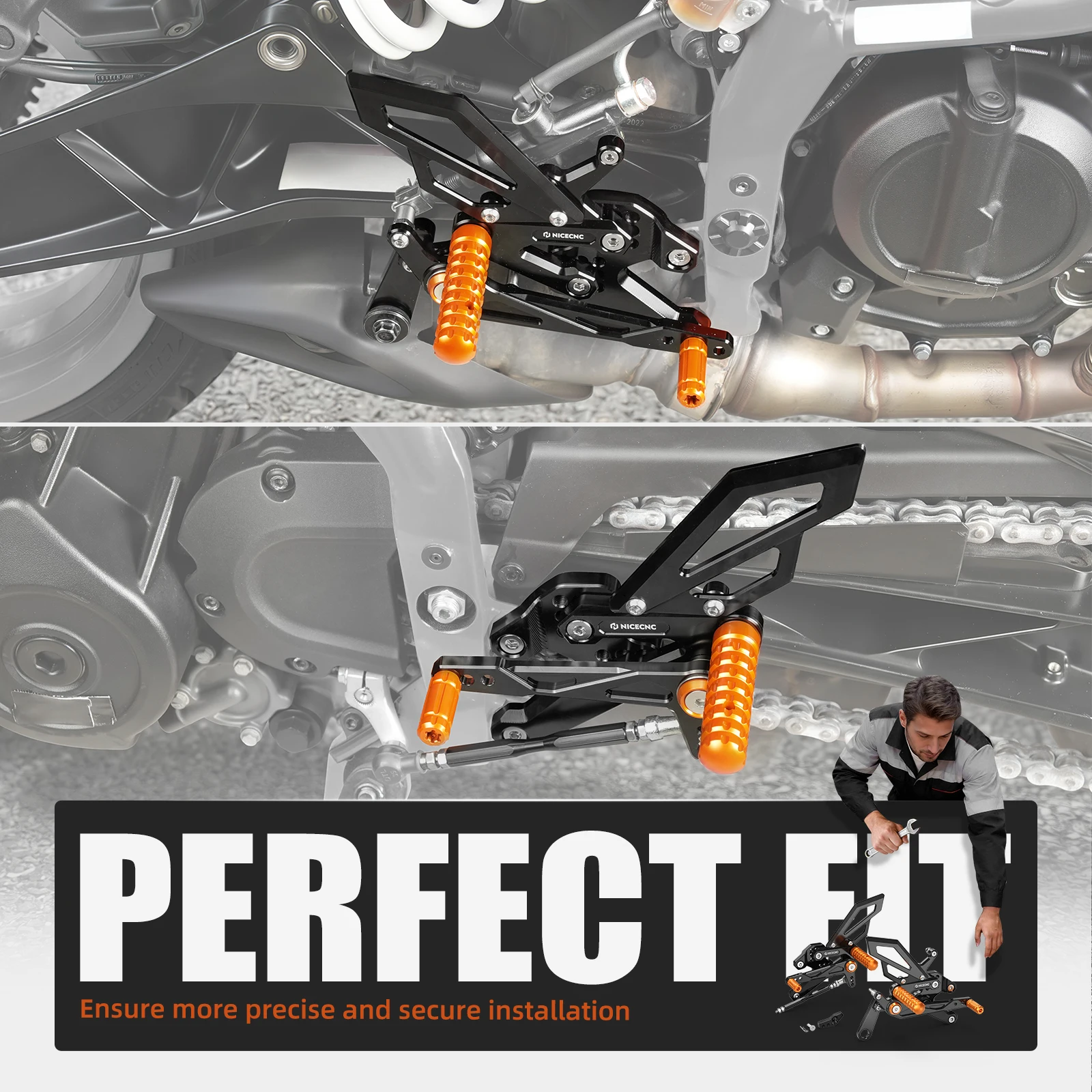 Für KTM 390 Duke 2026 390 Duke 2025 390 Duke 2024 NICECNC Verstellbares Fußrastenanlage-Kit Fußrasten für KTM 390 Duke 2024-2026 – Detail 6
