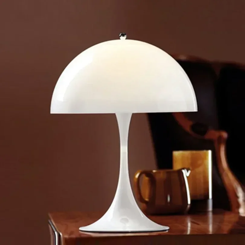 Luz de escritorio de seta blanca para sala de estar, lámpara de mesita de noche, decoración del hogar, lámpara de mesa de pie, iluminación de