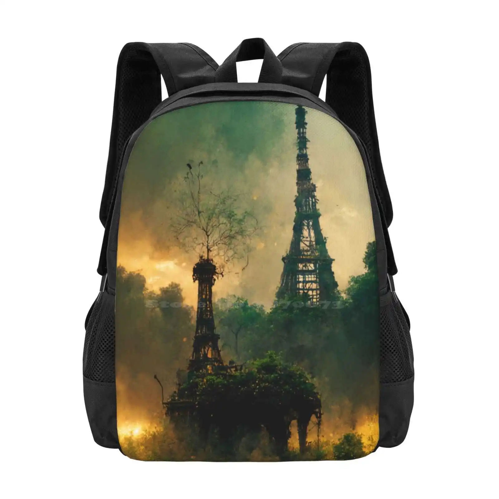 Post-Apocalyptic Vision Of The World. Fashion Pattern Design Travel Laptop School Backpack Bag Architecture Armageddon Atom