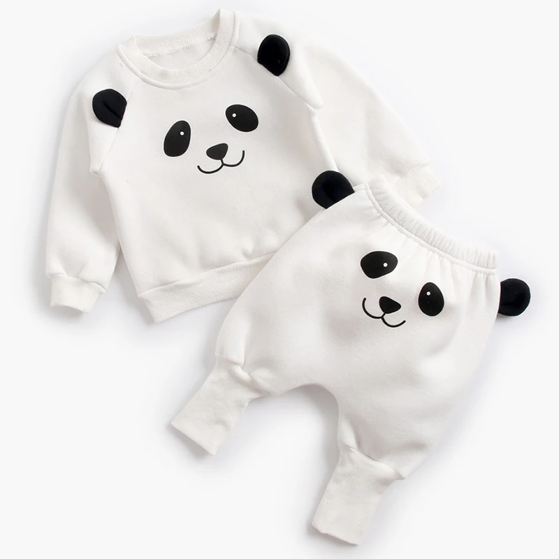 

Fall Winter Baby Girl Clothes 2024 Korean Casual Cartoon Cute Cotton Warm Thick Tops+Pants Newborn Photography Kids Sets BC1832