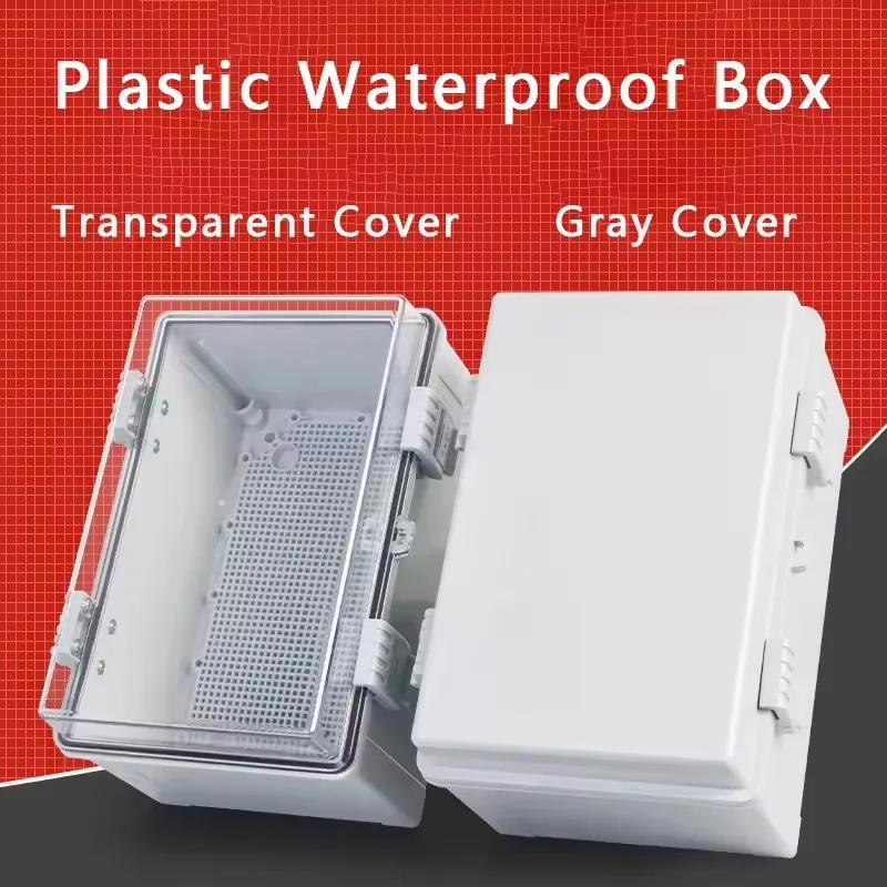 IP66 Outdoor Electronic Project Box Instrument Hinge Case Gray/Transparent Cover Enclosure ABS Plastic Waterproof Juction Box
