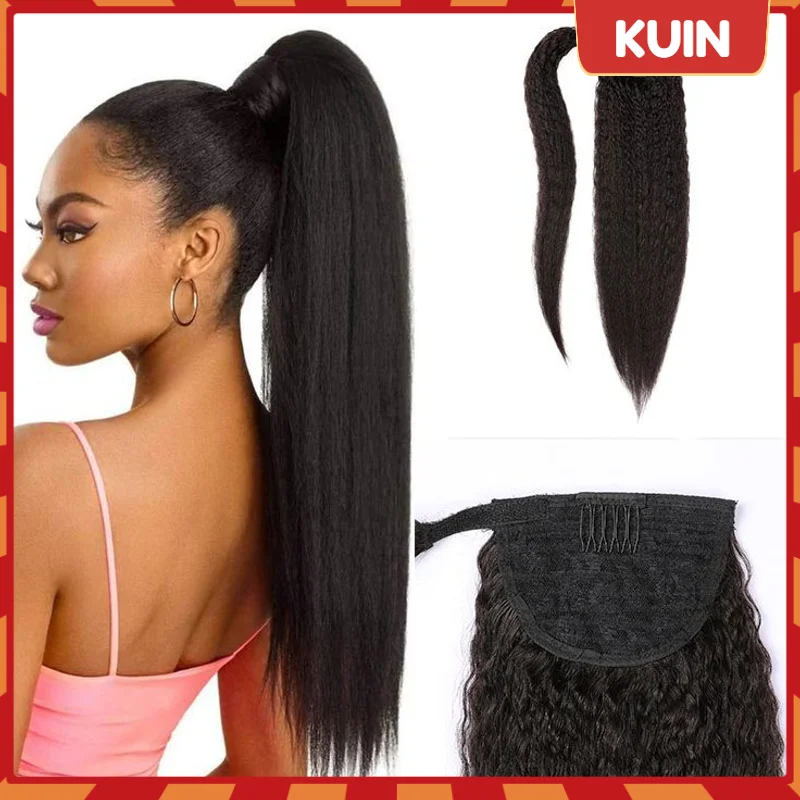 

Afro Kinky Straight Ponytail Human HairClip in Ponytail Hair Extensions Wrap Around Brazilian Remy Human Hairpiece For Women