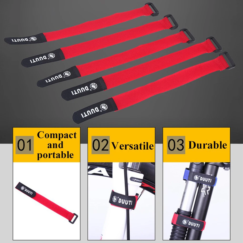 5PCS/Set Sports Cycling Riding Adjustable Nylon Bicycle Handlebar Seatpost Tie Straps Accessories