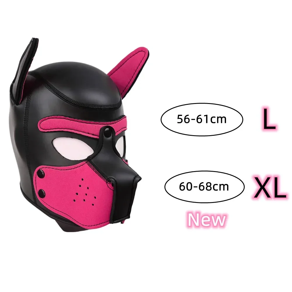 

Puppy Cosplay Costumes of XL Code Brand New Increase Large Size Padded Rubber Full Head Hood Mask with Collar for Dog Roleplay