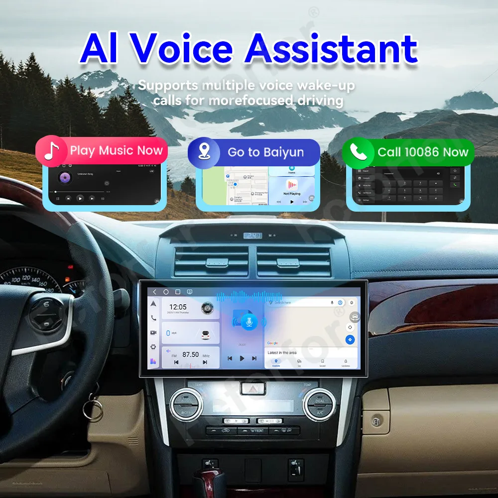 Android 15 DSP Audio Car Multimedia Player Wireless CarPlay GPS Navigation Stereo Head Unit 15.8 Inch For Toyota Camry 2012-2015