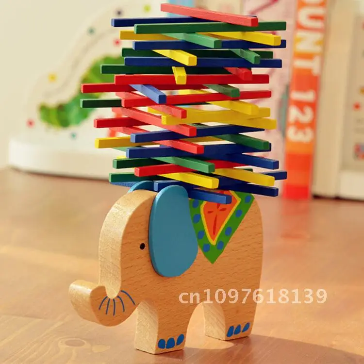 مكعبات بناء شعاع التوازن الخشبي للأطفال، لعبة عصا ملونة، ألغاز التعليم المبكر، ألعاب خشبية