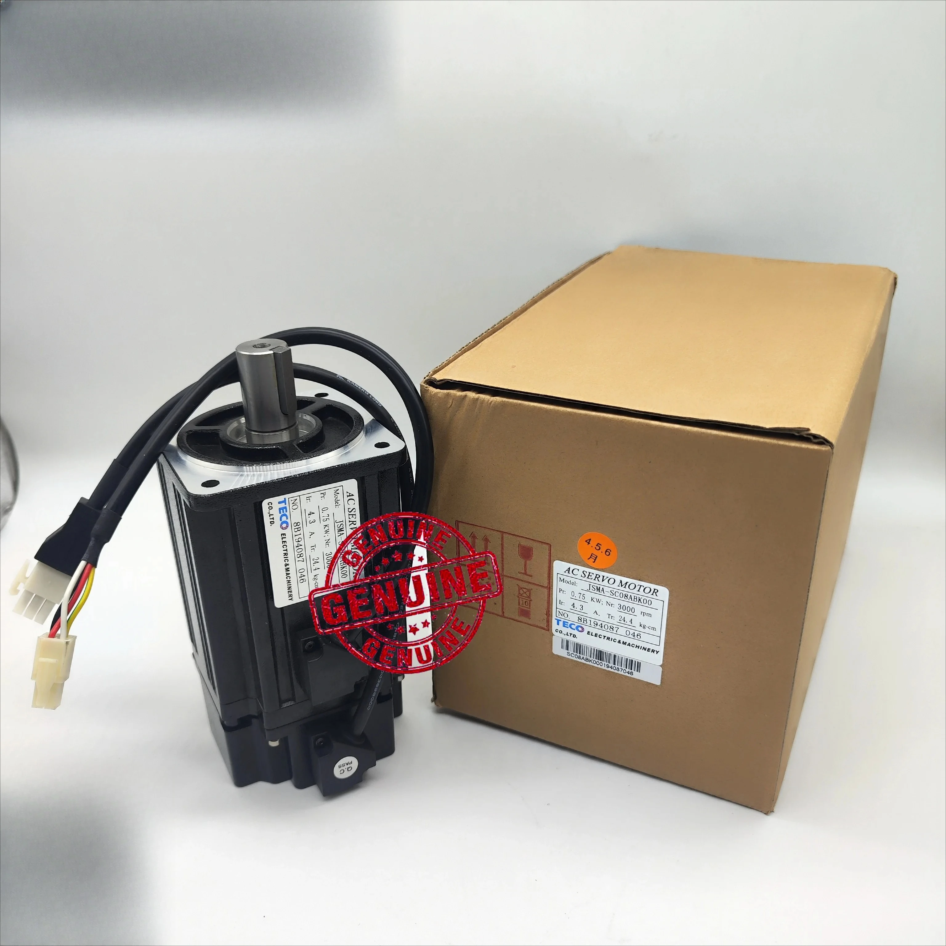 

TECO JSMA-SC08ABK00 or JSMA-SC08ABK01 for AC 220V servo motor 750W 3000RPM 2500PPR encoder 24.4kg cm torque 4.3A compatible