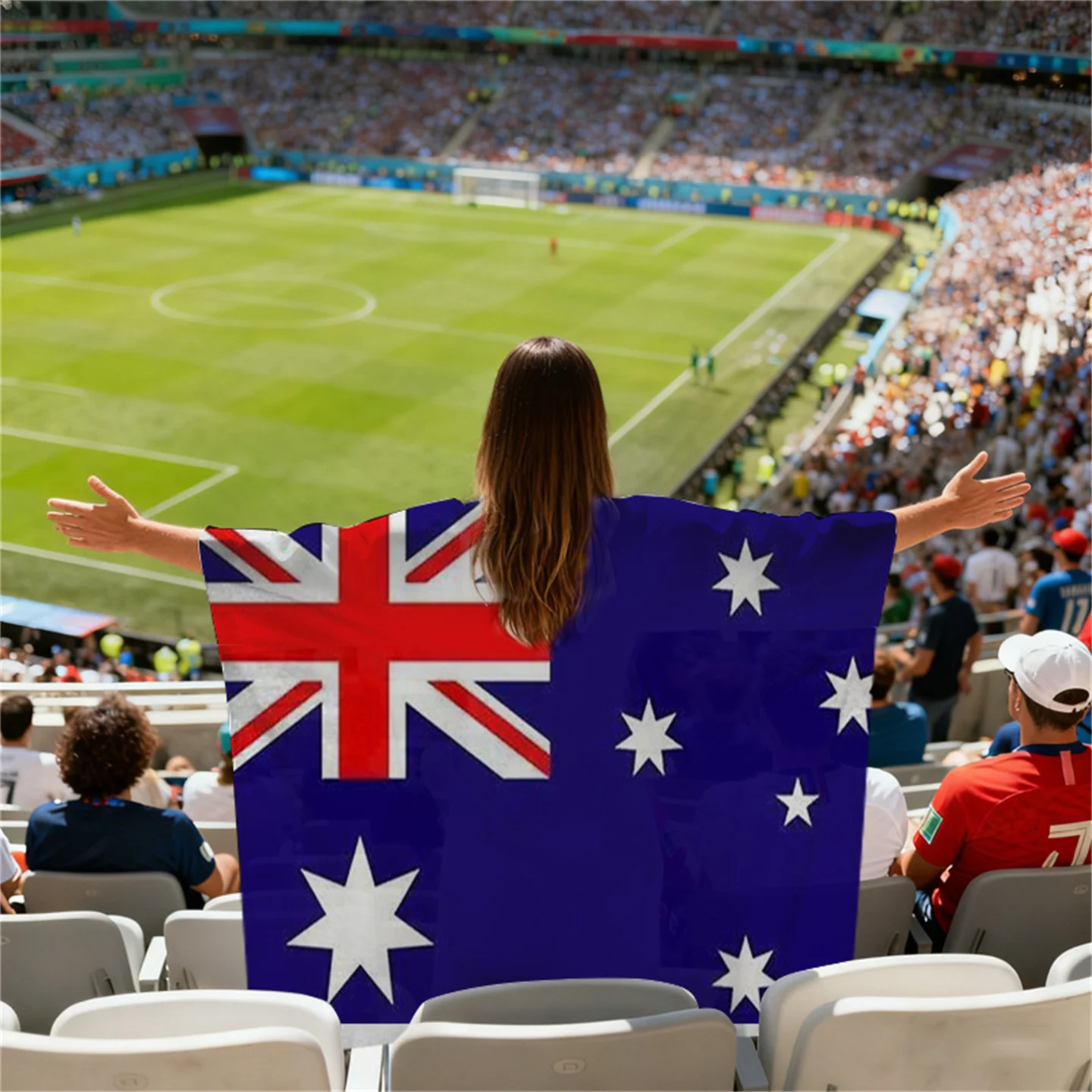 2026  Flag Football Fans Cheering Scarf Background Cloth Banner International Fans' Shoulder Wrap Cheerleading Supplies view 5