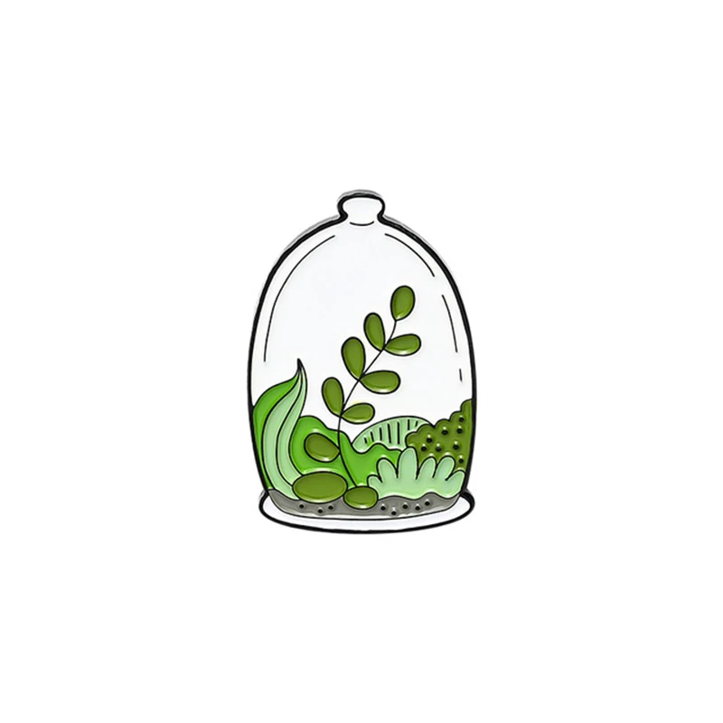 GDHY Potted Plant Botany Enamel Pins Cactus Aloe Brooches Bag Clothes Lapel Pin Green Plant Badge Jewelry Gift for Friends