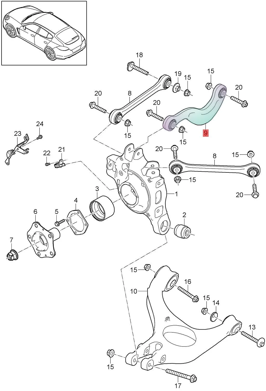 97033104700 up Control Arm for Porsche Panamera 970 2010 2011 2012 2013 2016 E-Hybrid 3.0T