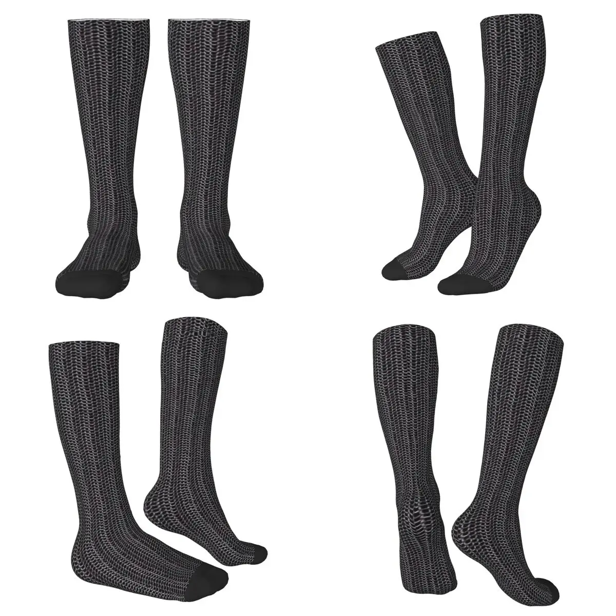 All Seasons Metal Chainmail Medieval Armor Socks Harajuku Sport Middle Tube Socks Soft Hip Hop Stockings for Men Women