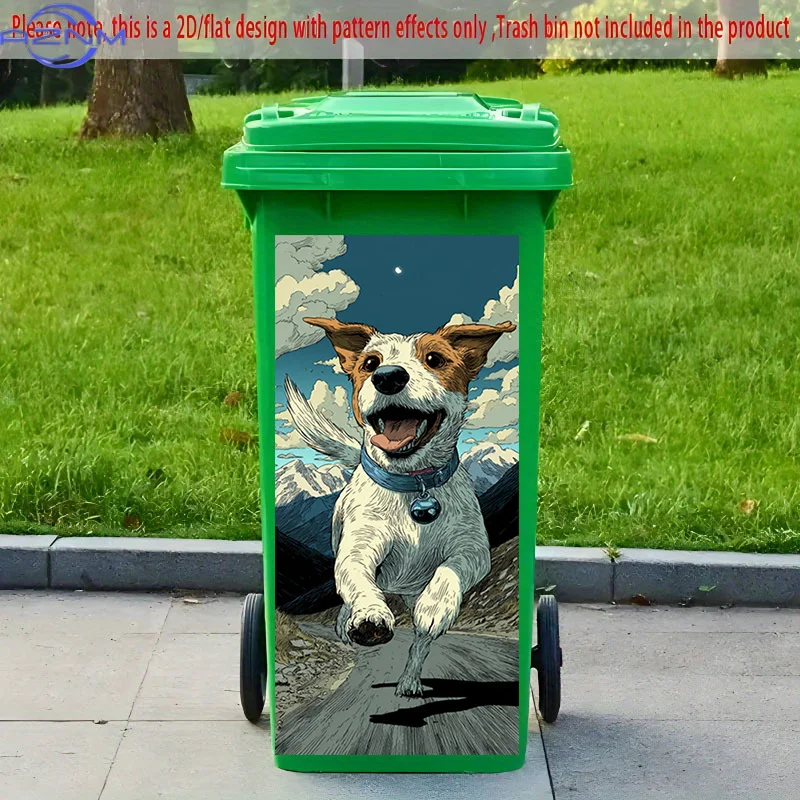 1pc of 2D Pattern Printing Sticker for Kitchen Trash Bins, Measuring X Cm, Featuring The Theme 'Puppy Leaping in The Mountains