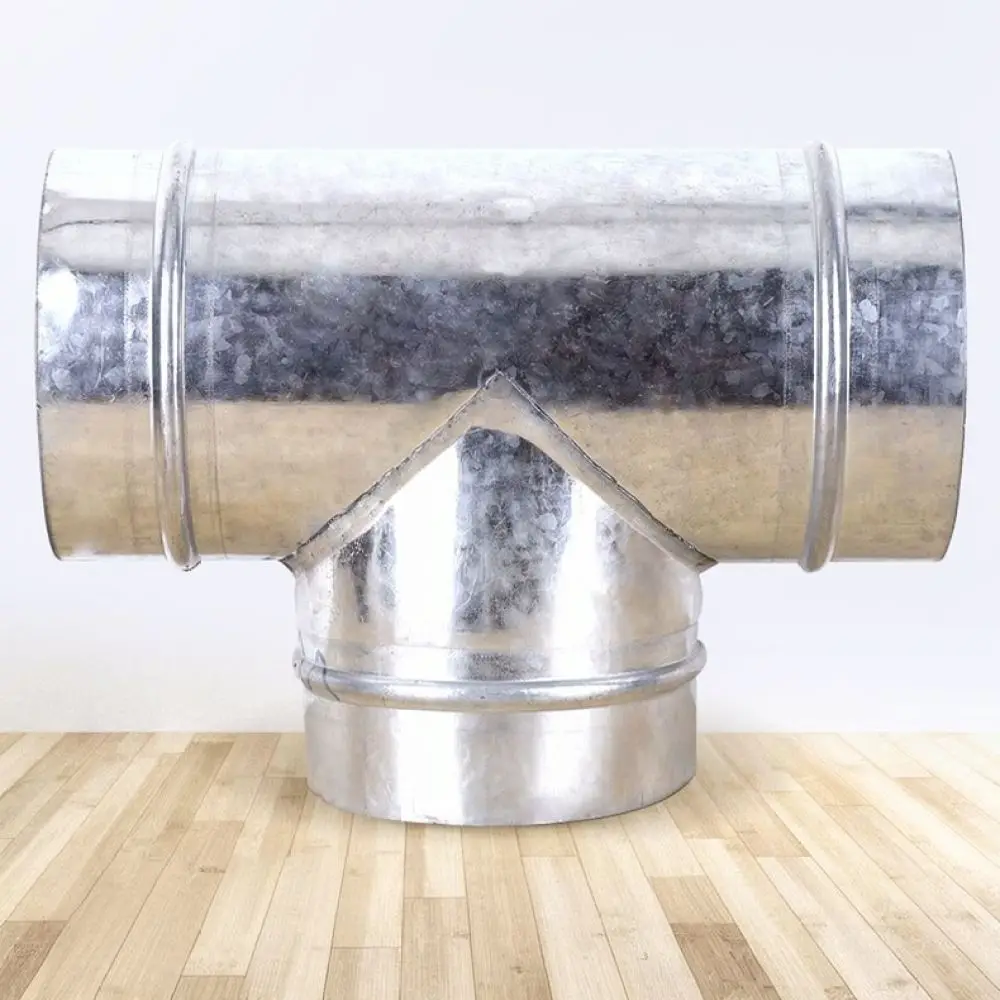 High Performance Galvanized Steel Duct Connector T Shape Y Type HVAC Fitting Air Flow Splitter Exhaust Pipe Part
