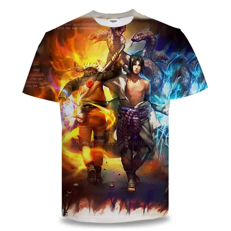 Summer Hot Selling Cosplay Naruto Anime Cool Peripheral 3D Digital Printing Sports Casual Short Sleeved T-shirt