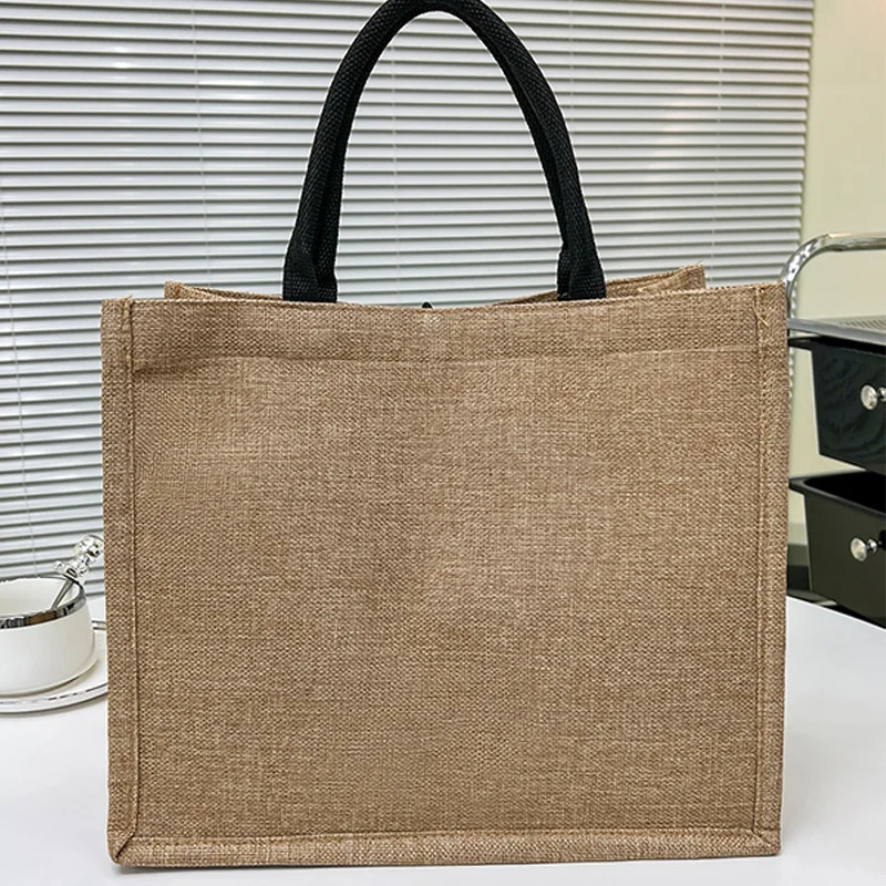 Tote Tote Woven Bag Women 2024 New Hand-painted Pattern Letter Tote Canvas Bag Shopping Bag Tote Bag