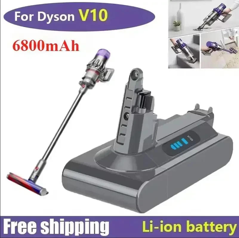 

For Dyson SV12 6800mAh 100Wh Replacement Battery Dyson V10 Absolute Fluffy Cyclone Models Long Lasting Rechargeable Battery