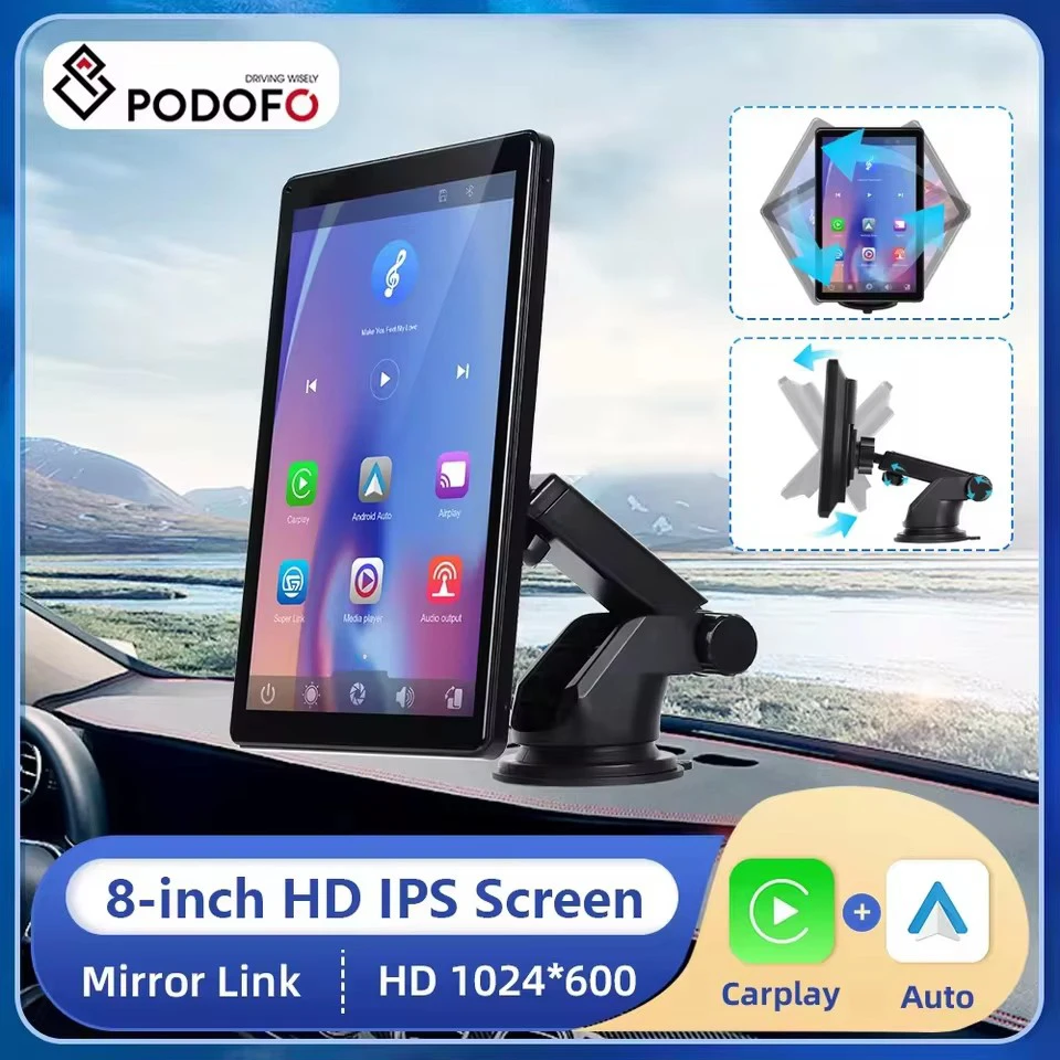 podofo-8-ips-ecran-carplay-moniteur-sans-fil-carplay-android-auto-voiture-lecteur-d'ecran-intelligent-bluetooth-fm-support-video-camera-arriere