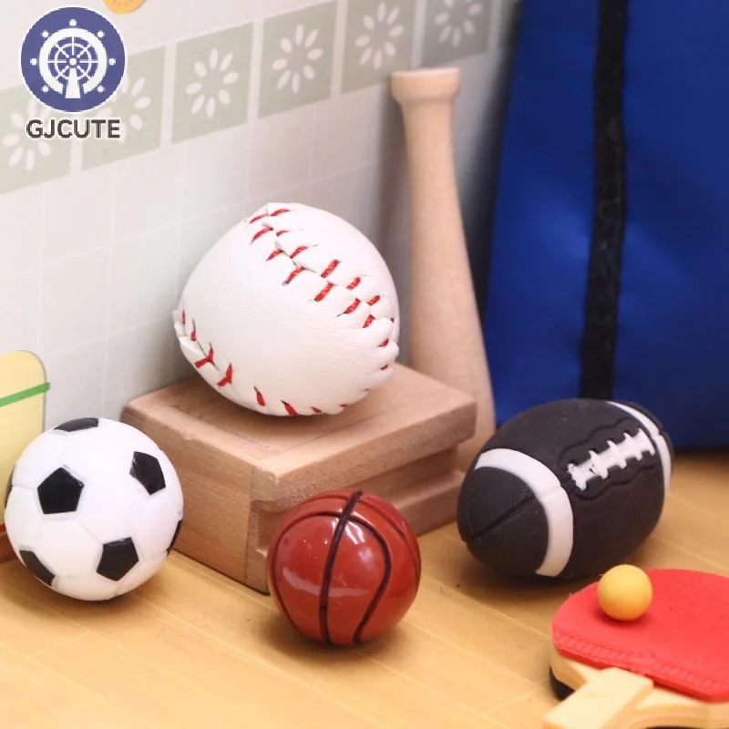 1/12 Dollhouse Simulation Mini Sports Equipment Kit Doll Basketball Football Rugby Skipping Rope Equipment Sport Scene Decor Toy