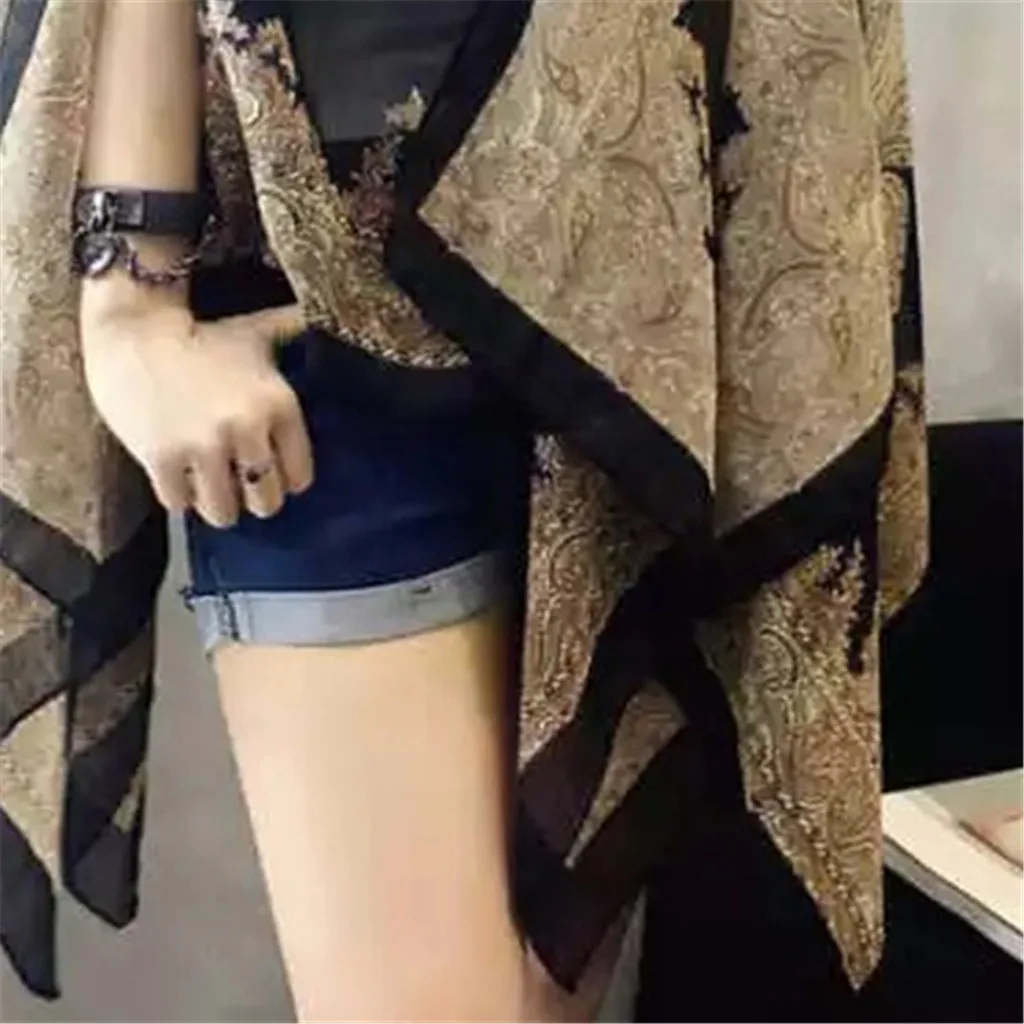 Shawl Fashion Women Beach Dress Batik Size Plus Sun Casual Long Sleeve Grimo Baju Cantik chiffon Silk Women Blouses & Shirts