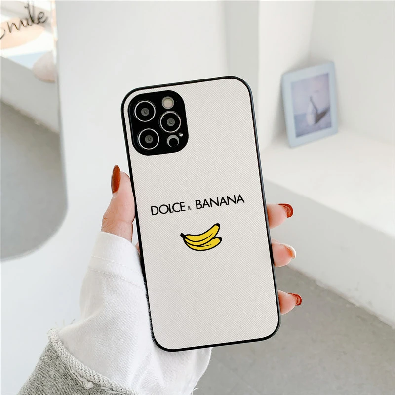 

Banana creativity Soft Case for iPhone Leather Phone Cover 15 14 13 12 11 Pro Mini 7 8 Se Plus Xr X Xs Max Cross pattern funda