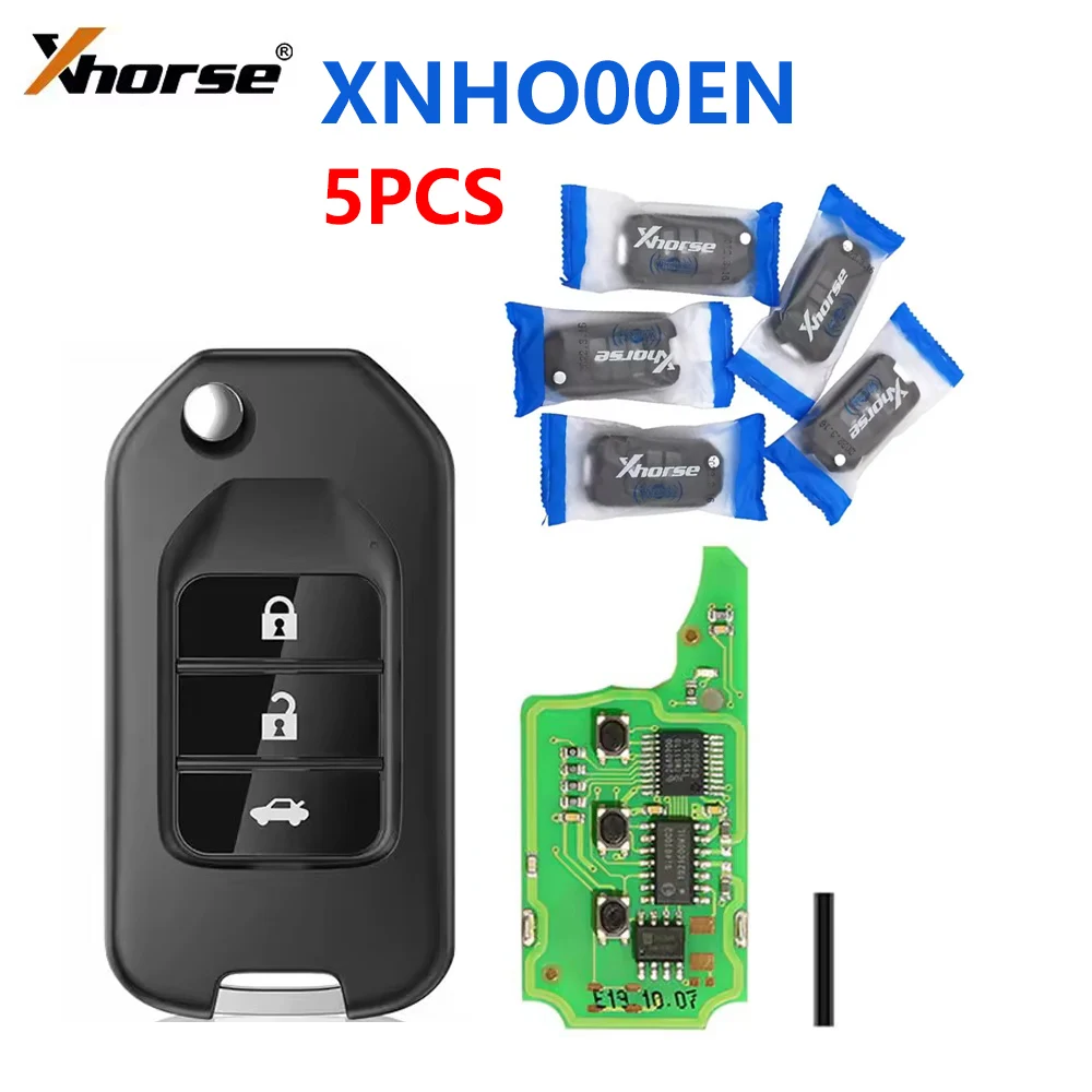 5pcs/lot Xhorse XNHO00EN Wireless Universal Remote Key Fob 3 Buttons for Honda VVDI Key Tool English Version