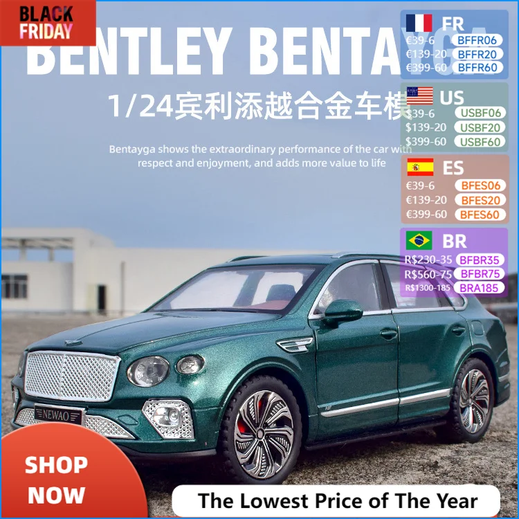 1/24 Scale Bentley Bentayga Diecast Alloy Pull Back Car Collectable Toy Gifts / Collection / Children