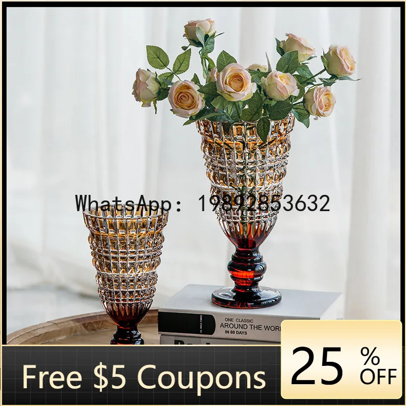 

Z4 Large Diameter Vase Glass High-End Colorful Tall Vase Hydroponic Fresh Flowers Dried Flowers