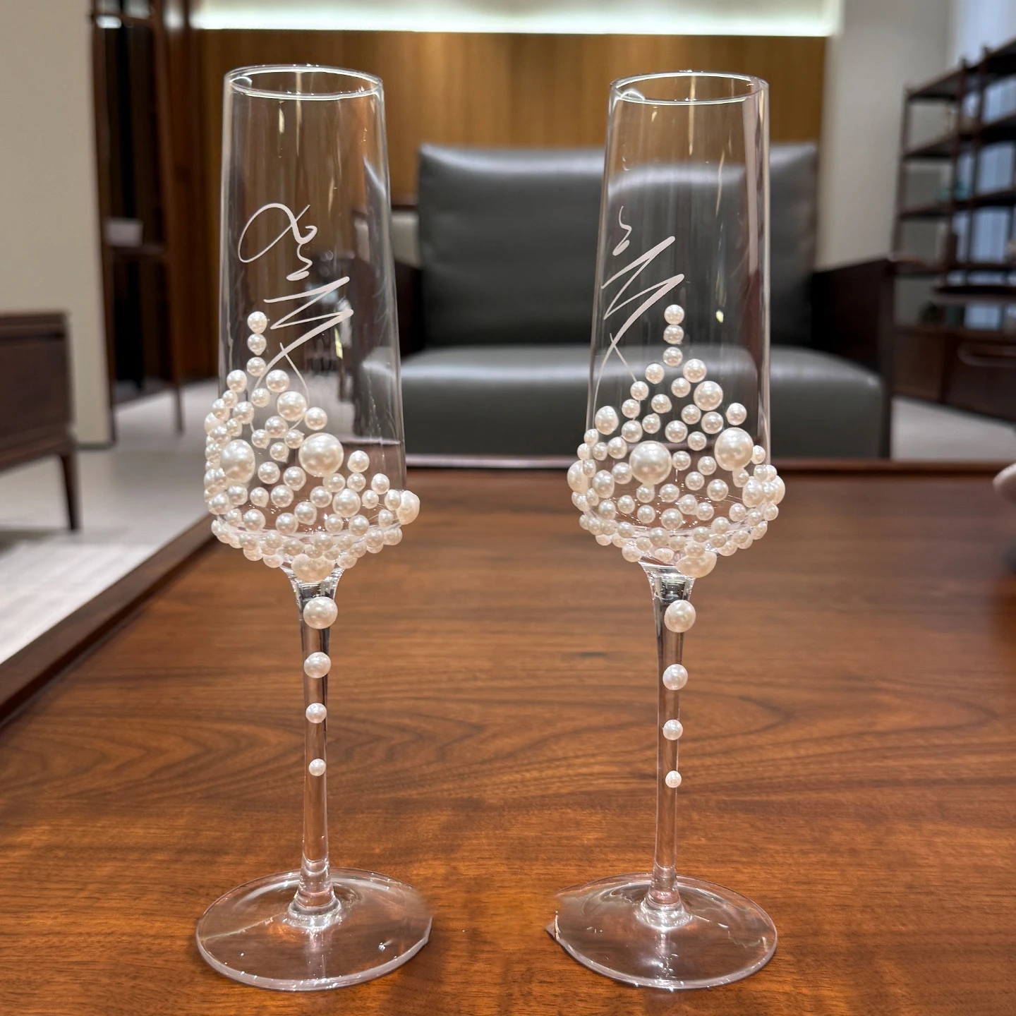 2PCS White Pearl Champagne Glasses Luxurious Sparkling Wine Stylish Sweet Wine Cocktail Stem