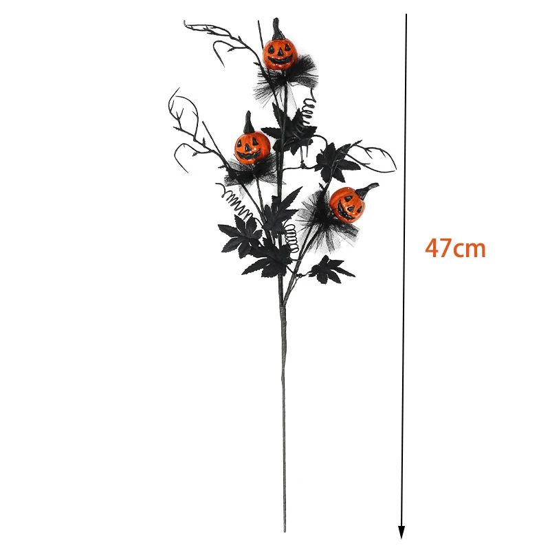 Halloween Decorations Artificial Pumpkin Maple Leaf Floral Stems Faux Branches Decoration Gothic Home Vase Arrangement Decor