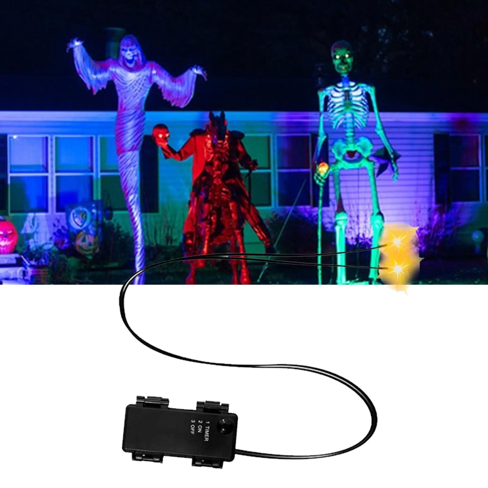 Glowing Eyes Halloween Decor with Timer LED Light Up Props for Skulls Pumpkins Tombstones Masks Halloween Party Decorations view 4