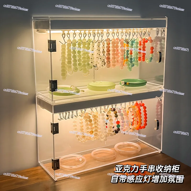 

Коробка для хранения браслетов, акриловая прозрачная многослойная пылезащитная витрина для браслета с кристаллами Wenwan со светом