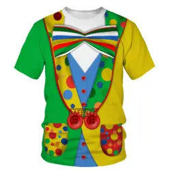 3D T Shirt For Men Women Clown Costume Funny Short Sleeve Themed Party Carnival Birthday Novelty Tee Top Halloween Cosplay Circu