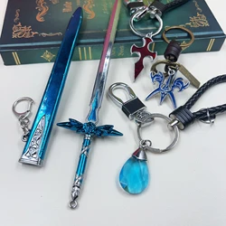 22cm The Blue Rose Sword with Yui's Blue Water Drop Heart Model Keychain for Women Men Sword SAO Art Online Gift Jewelry