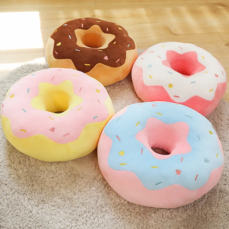 38/58cm New Donut peluche cuscino come vero fantastico anello a forma di cibo peluche morbido cuscino del sedile creativo cuscino per la testa decorazione del pavimento