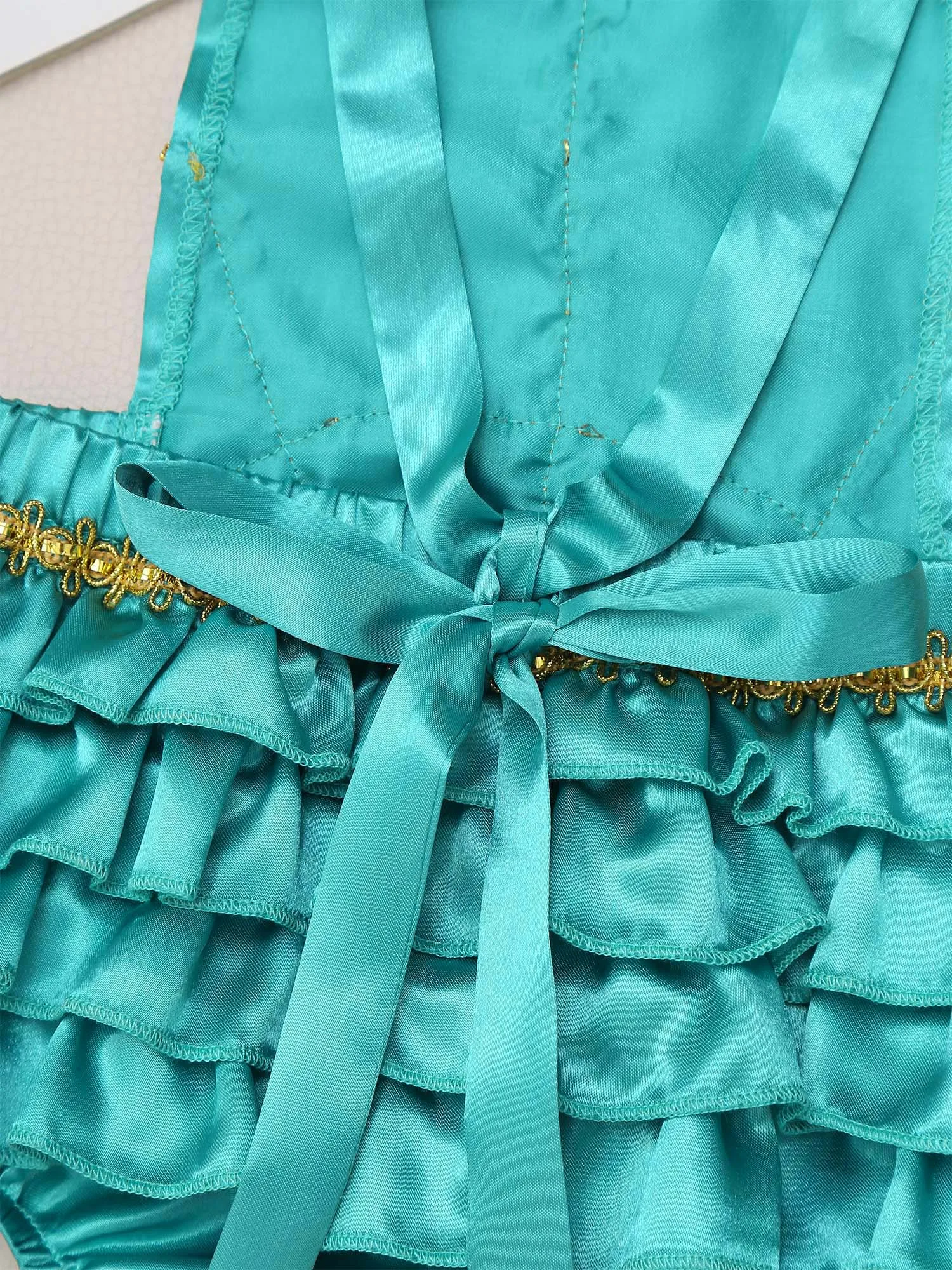 0-2T Girls Arabian Princess Romper Halloween Cosplay Costume Sleeveless Backless Shiny Sequins Bodysuit Photography Clothes image 5