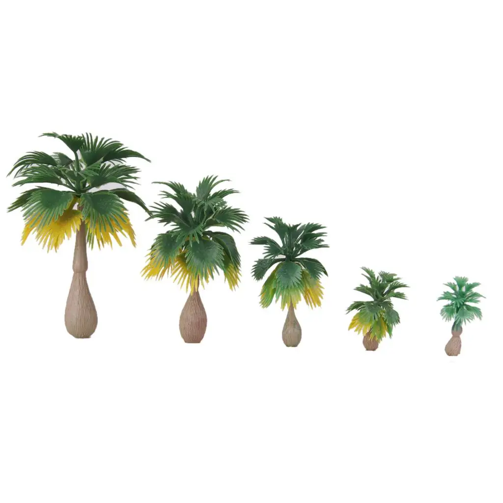 15pcs Plastic Model Palm Trees 3.5-10cm Multi Scale for , Wargames,