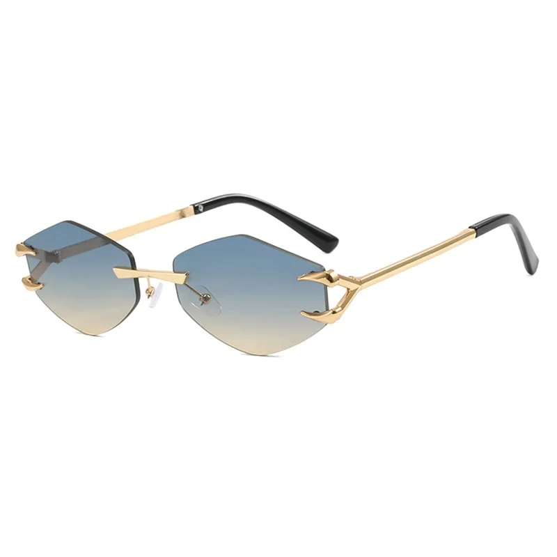 Randloze Diamanten Zonnebril Vierkant Dames Retro Zonnebril Merk Designer Brillen Uv400 Tinten Oculos Vrouwelijke Gafas