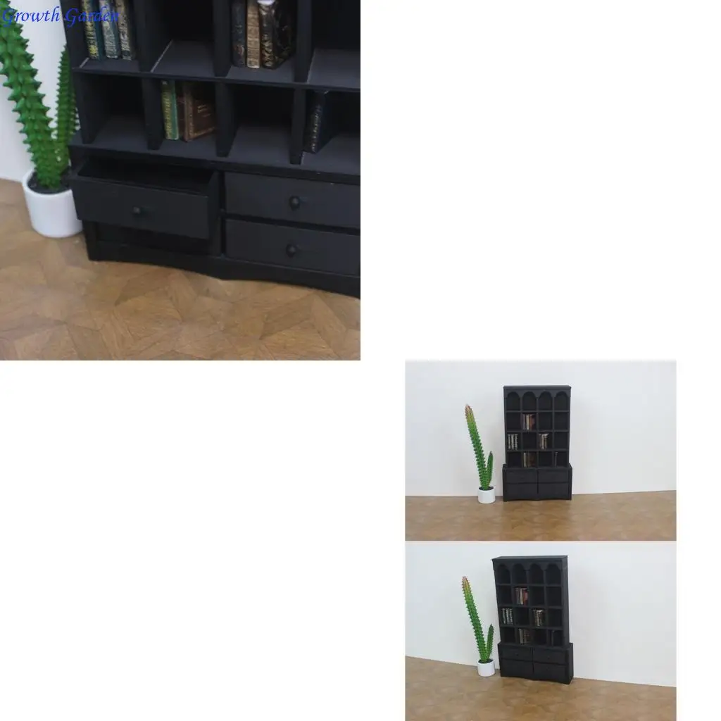 

Miniature Bookshelf 1/12 Storage Cabinet Dollhouses Scene Room Display Furniture E65D