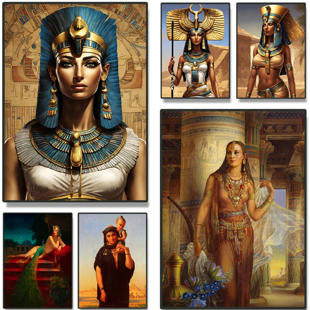 Ancient Egypt Mythology Goddess Woman Poster Canvas Painting Print Vintage Wall Art Picture Living Room Home Decor