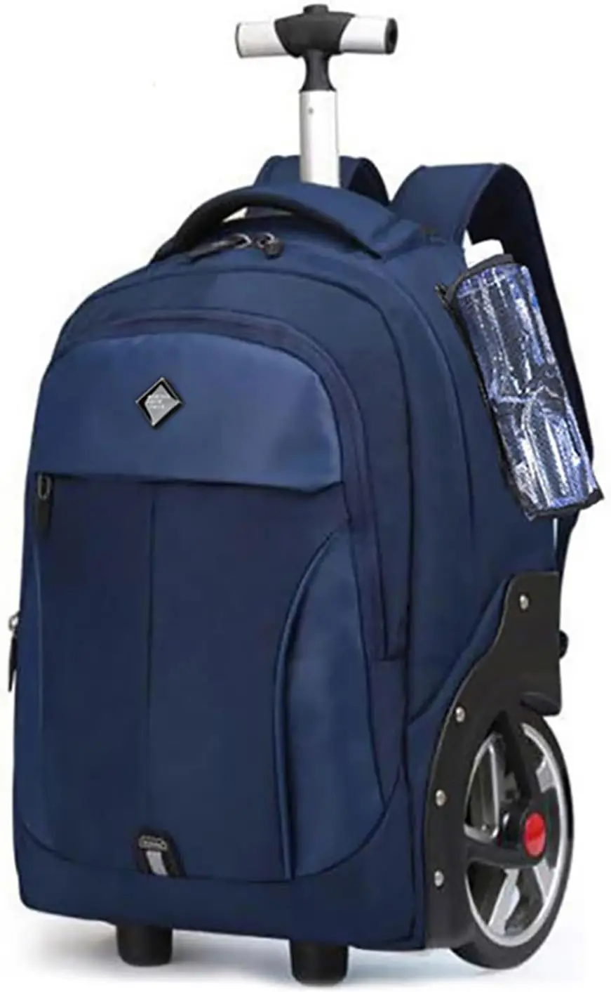 

20" Rolling Backpack with Wheels, Waterproof Travel Carry On with Laptop Compartment, Blue